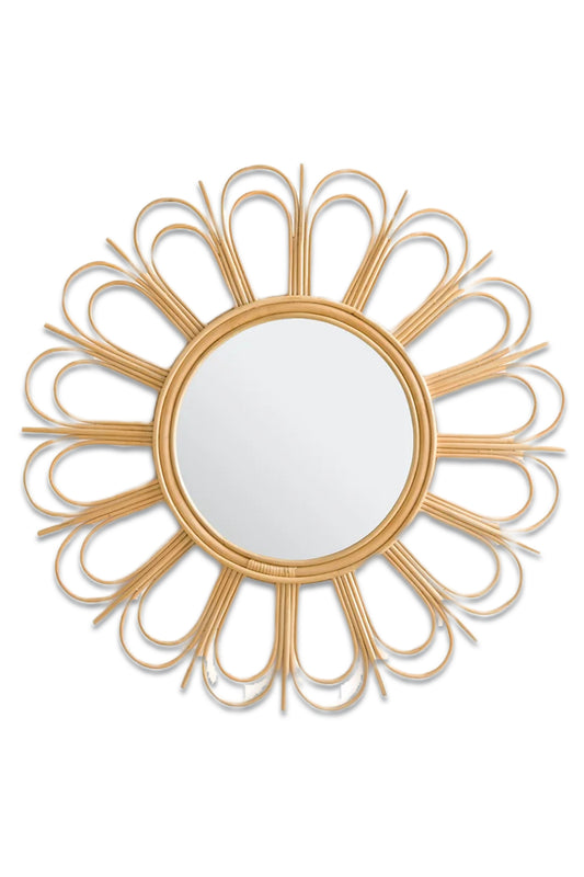 Nogu 90cm Diameter Rattan Daisy Mirror