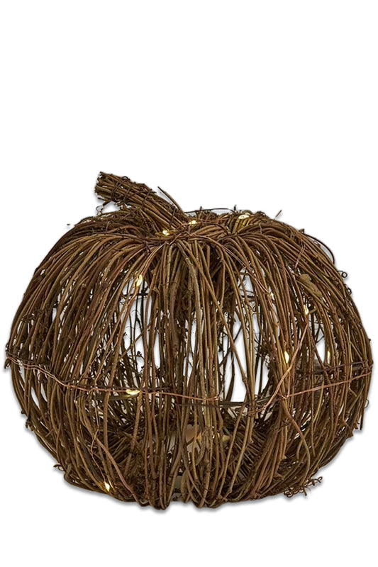 Rattan LED Lit Pumpkin Decoration