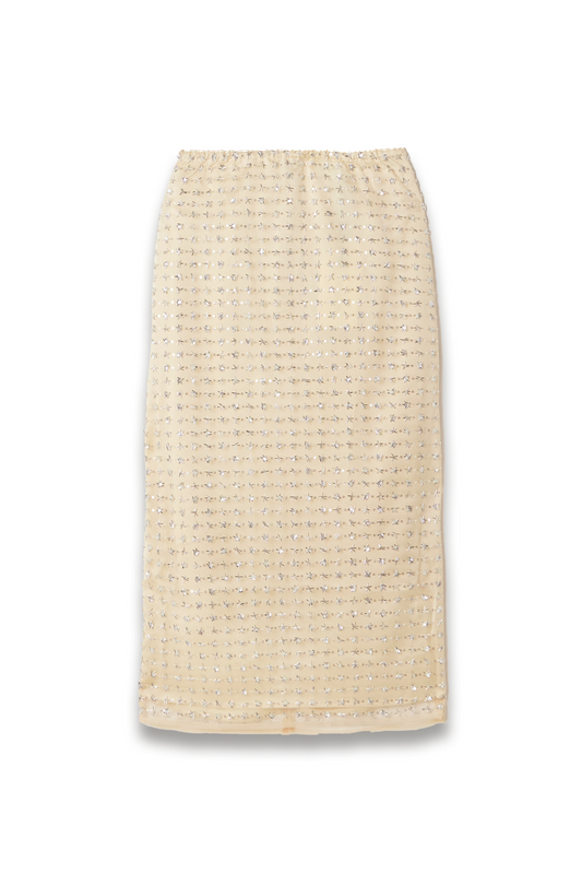 Ciara Beaded Sheer Tulle Midi Skirt