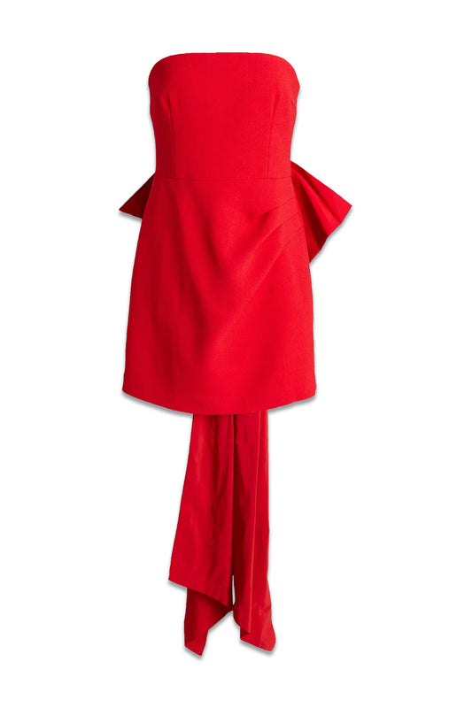 Strapless Bow-embellished Crepe Mini Dress