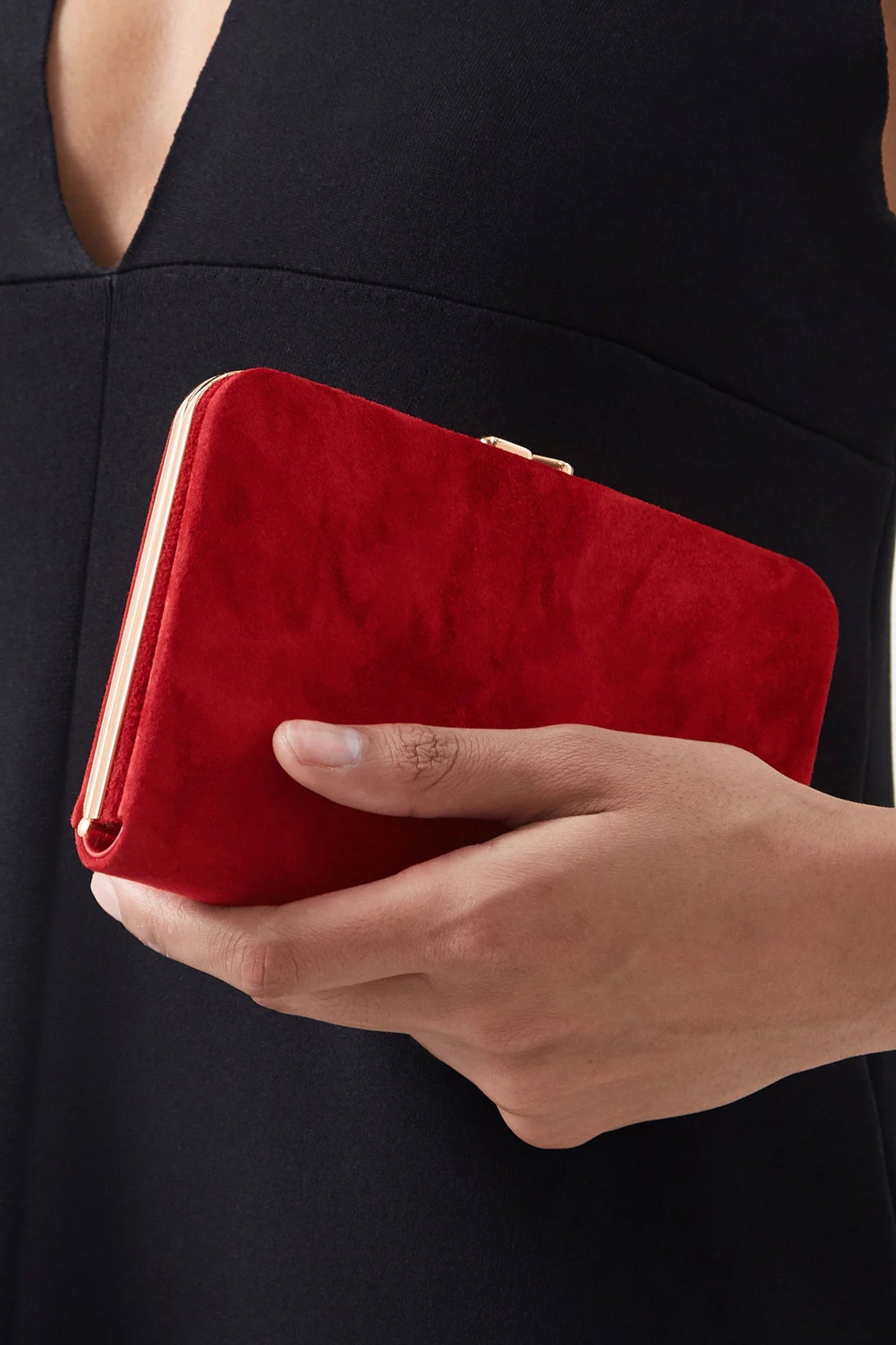 Minaudiere Red Suede Clutch Bag