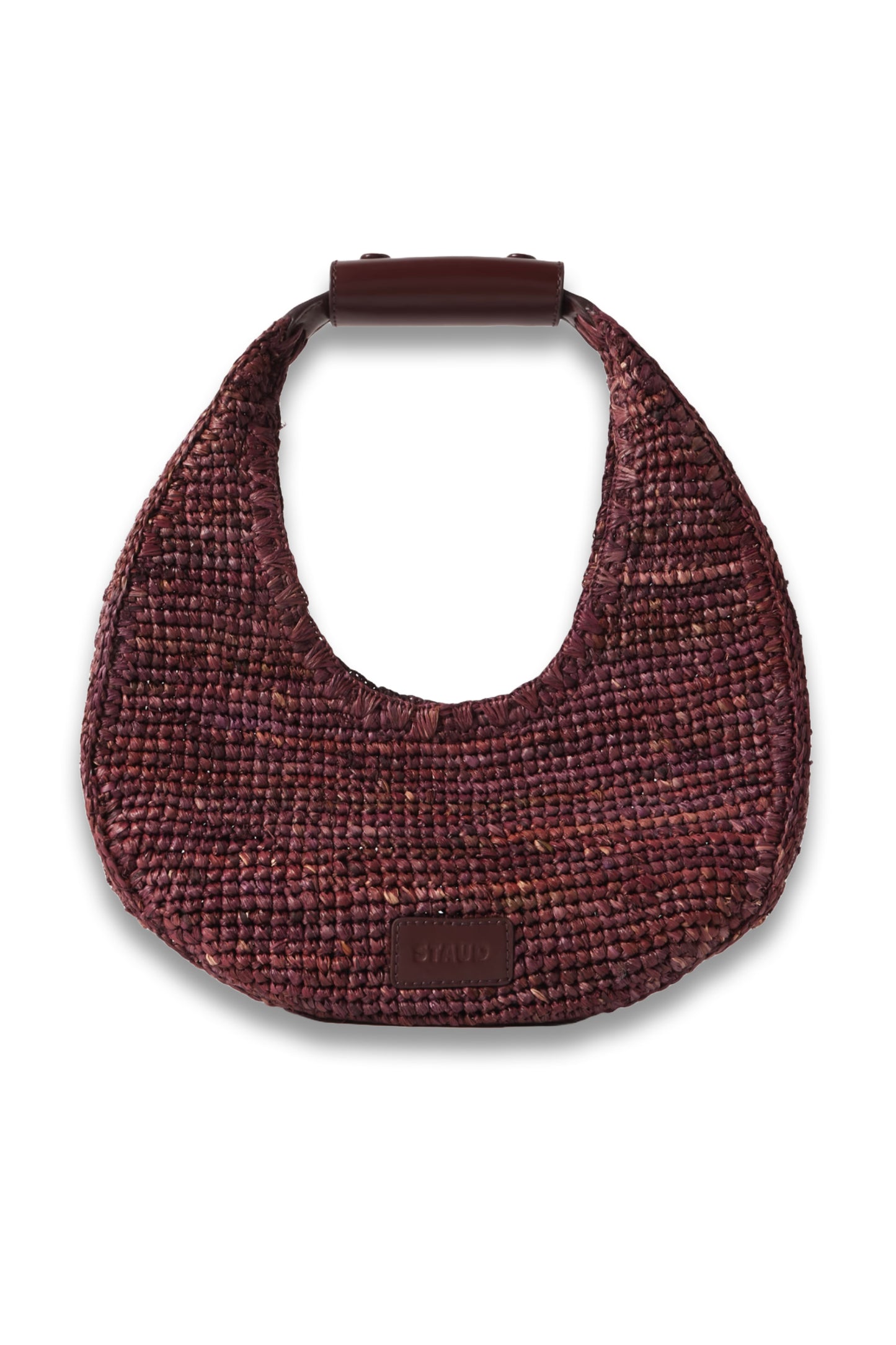 Moon Leather-trimmed Raffia Tote