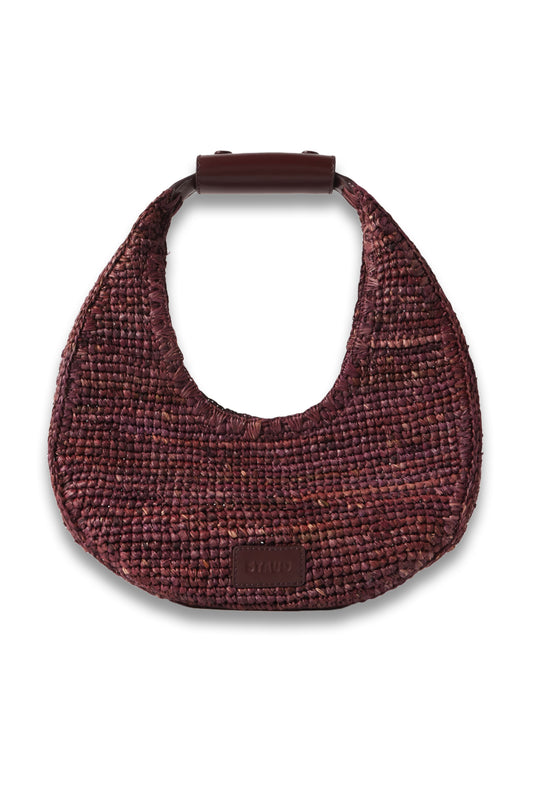 Moon Leather-trimmed Raffia Tote