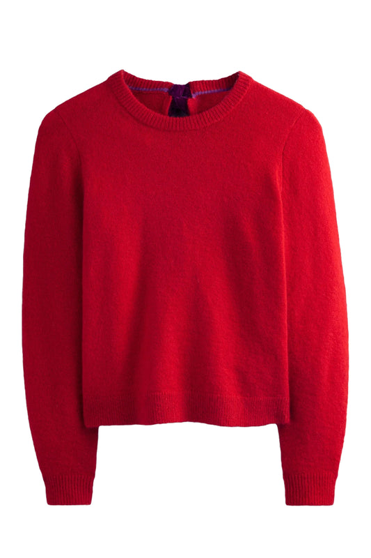 Fluffy Bow Back Jumper Hot Pepper