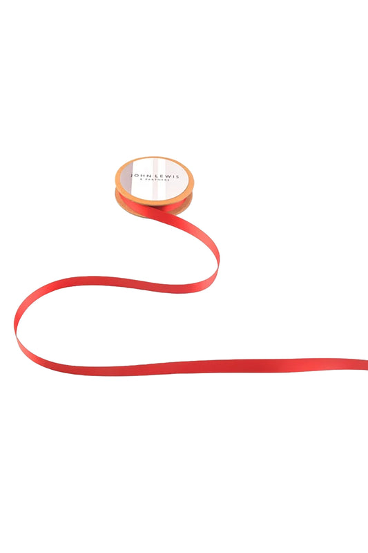 John Lewis Recycled Double Satin Ribbon, Scarlet, L5m x W3mm