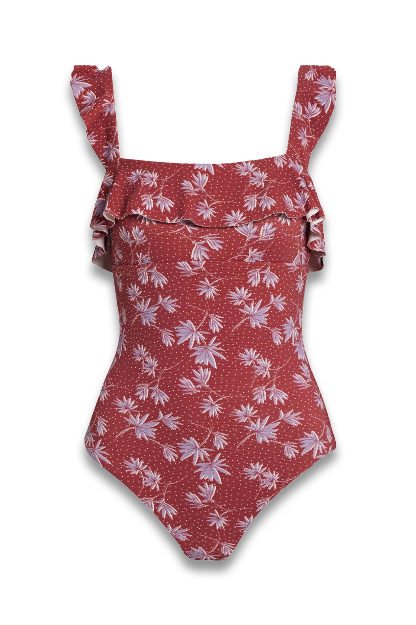 Jace Ruffled Printed Stretch-piquè Swimsuit