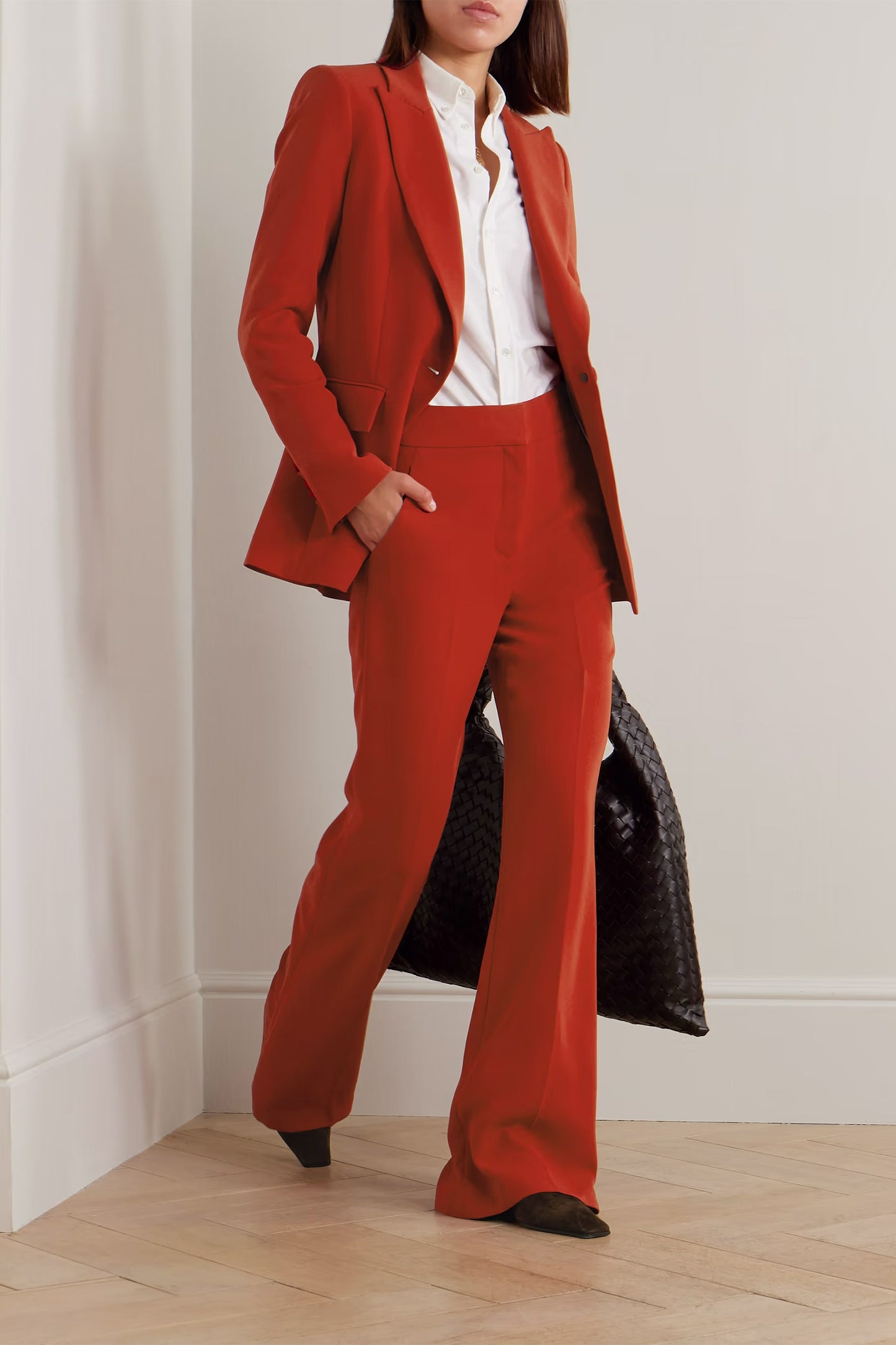 Lebone pleated crepe straight-leg pants