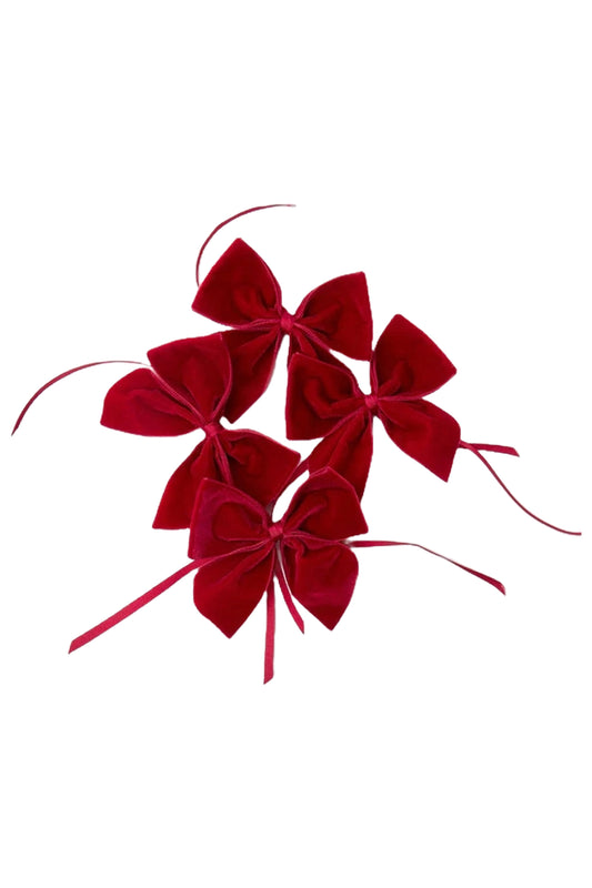 Ruby Red Velvet Napkin Bows (Set of 4)