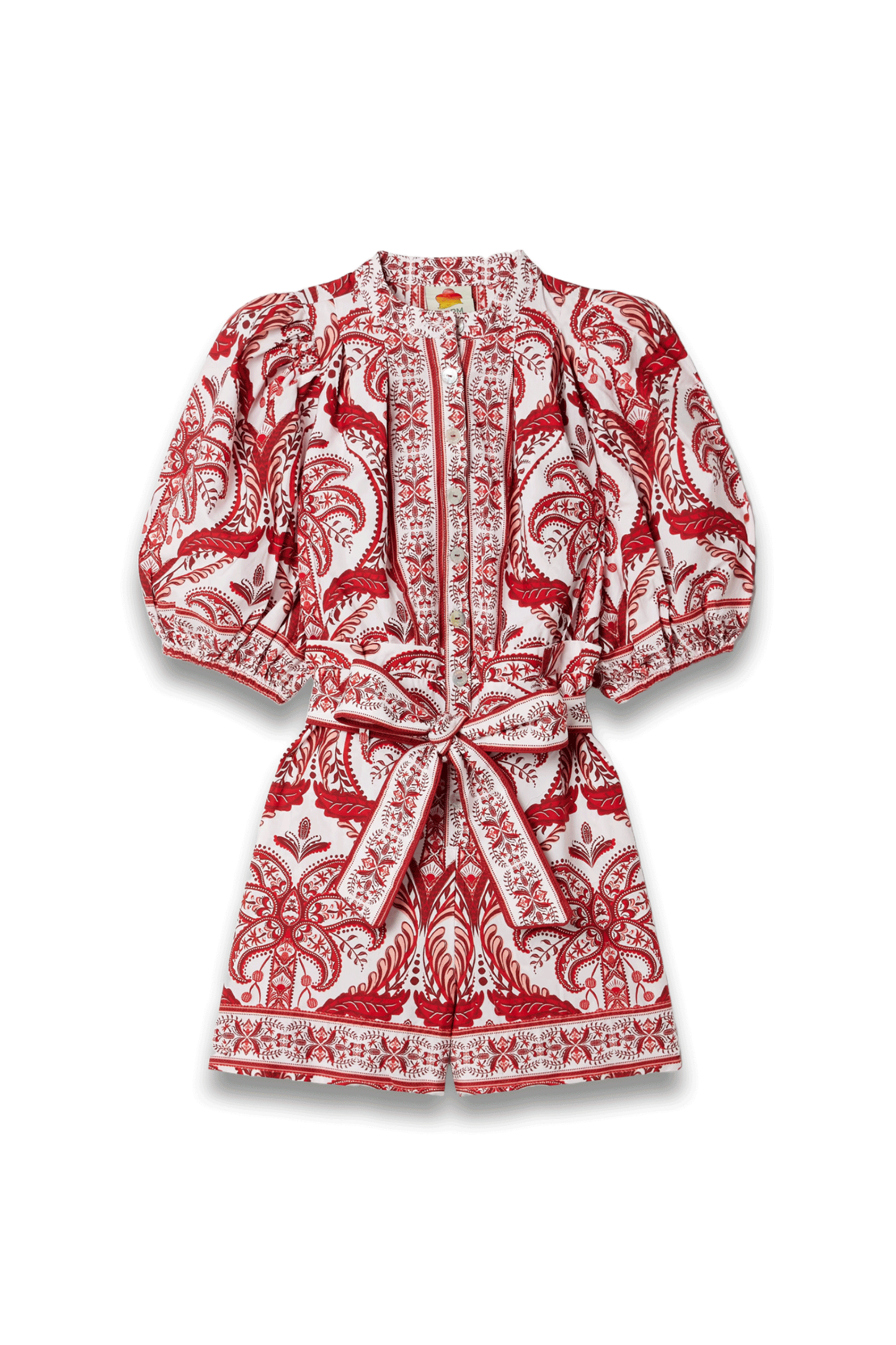 Belted Printed Cotton-Poplin Playsuit