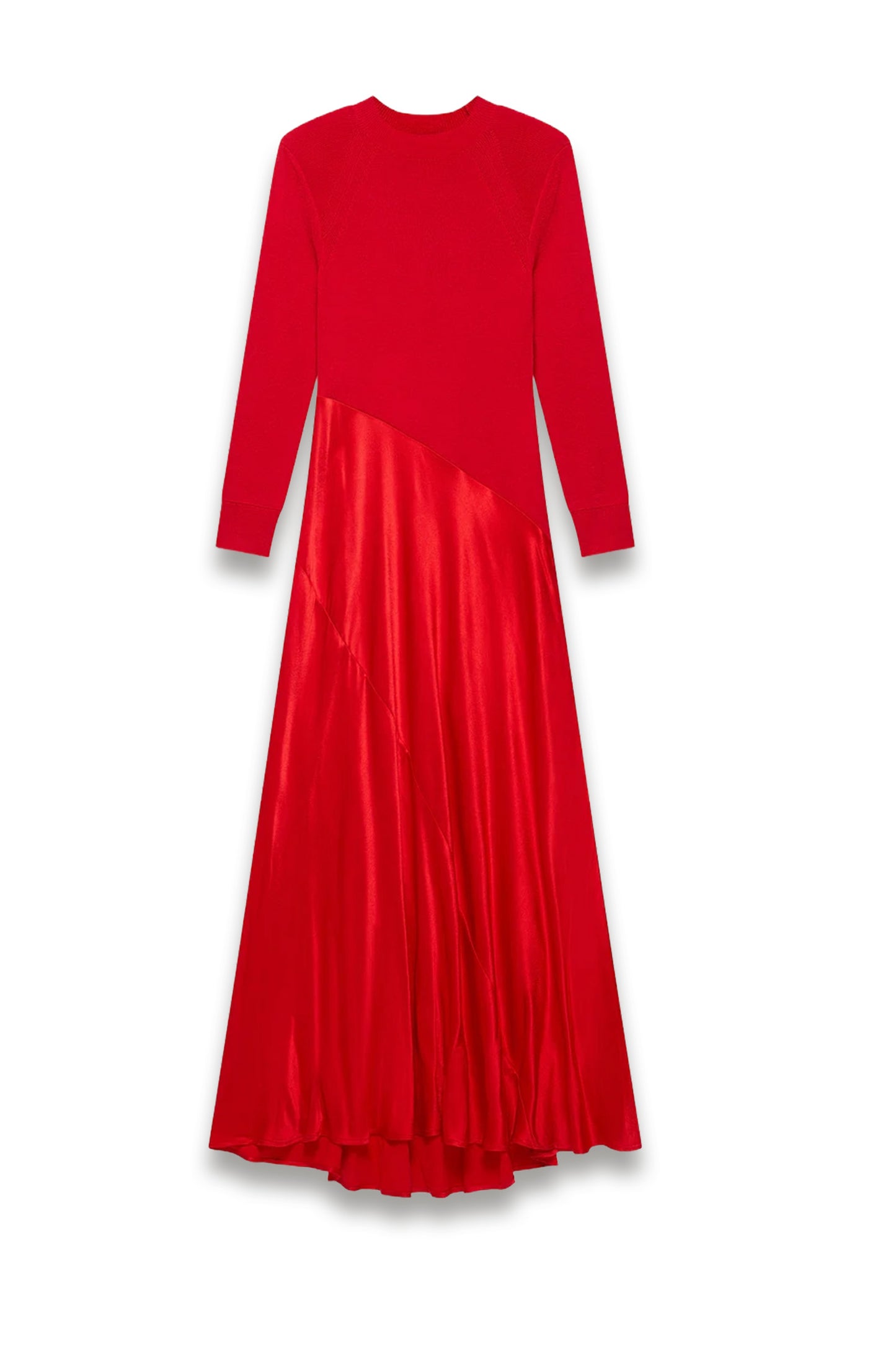 Red Knit Contrast Maxi Dress