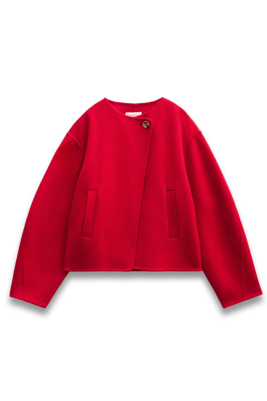 Pure Wool Double-faced Collarless Jacket