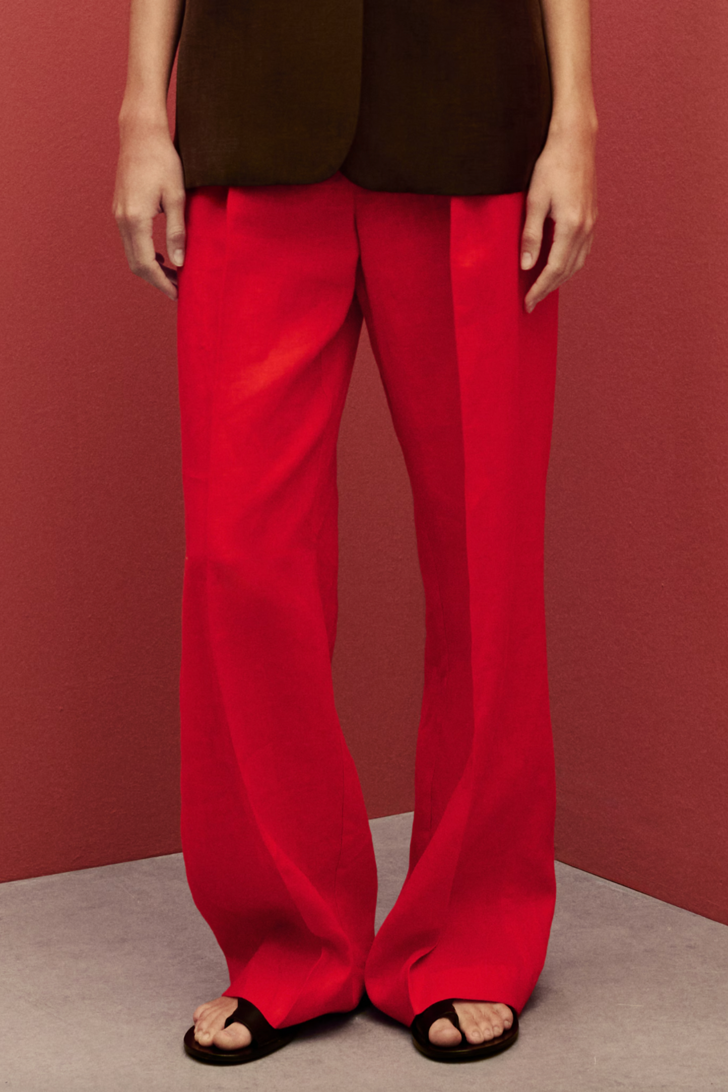 Straight-Fit Linen Suit Trousers