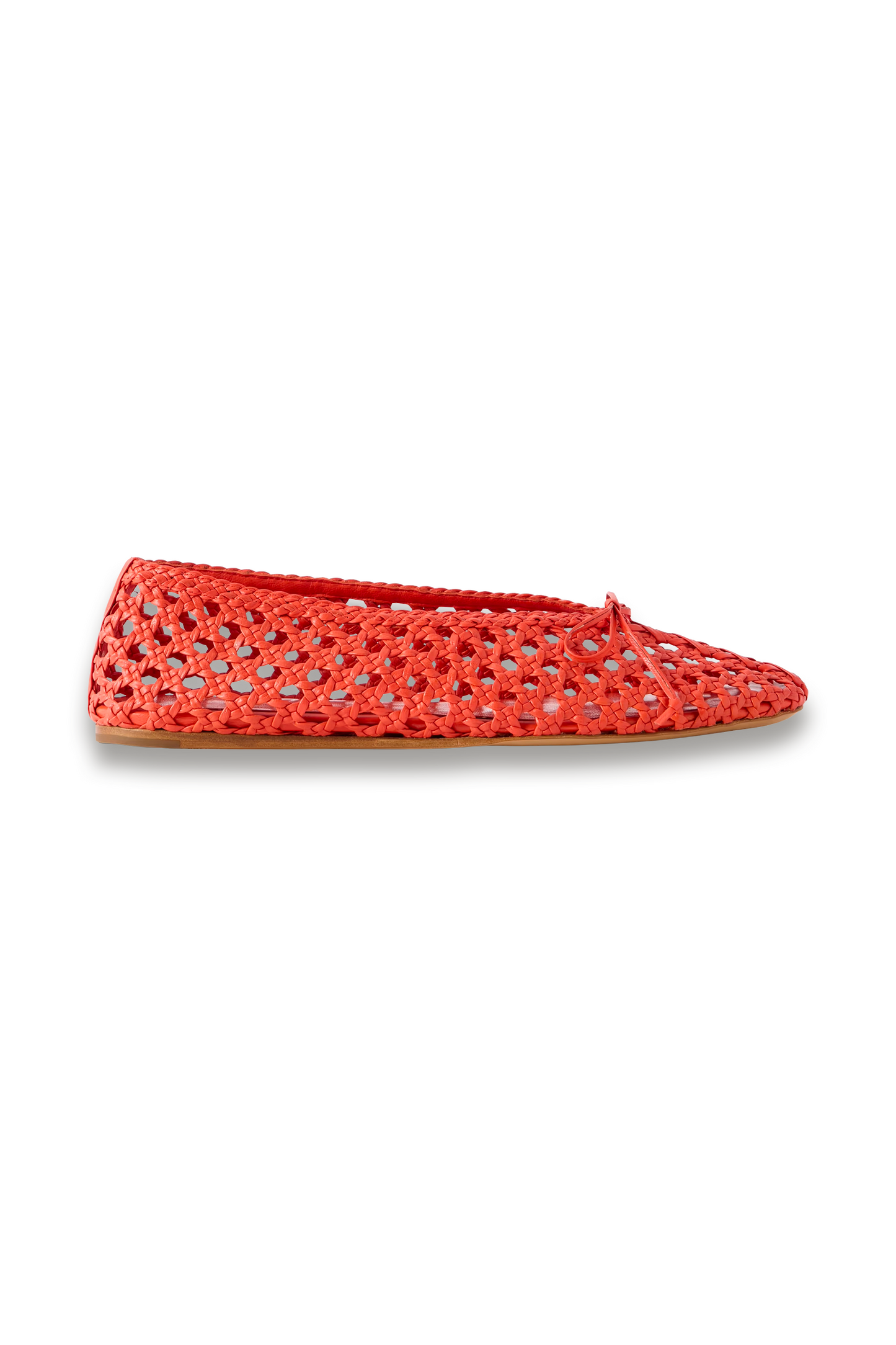 Woven Leather Ballet Flats in Red