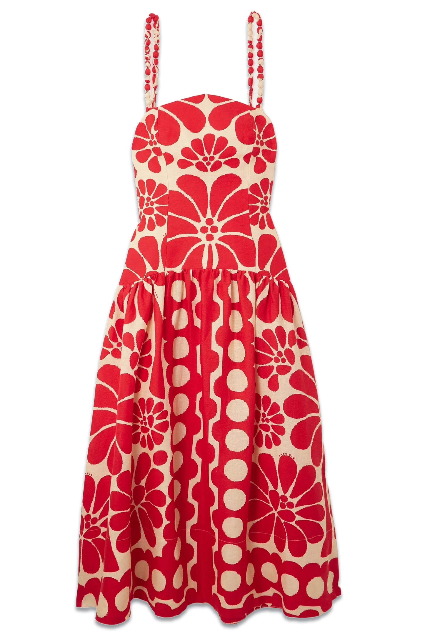 Palermo Gathered Printed Linen Midi Dress