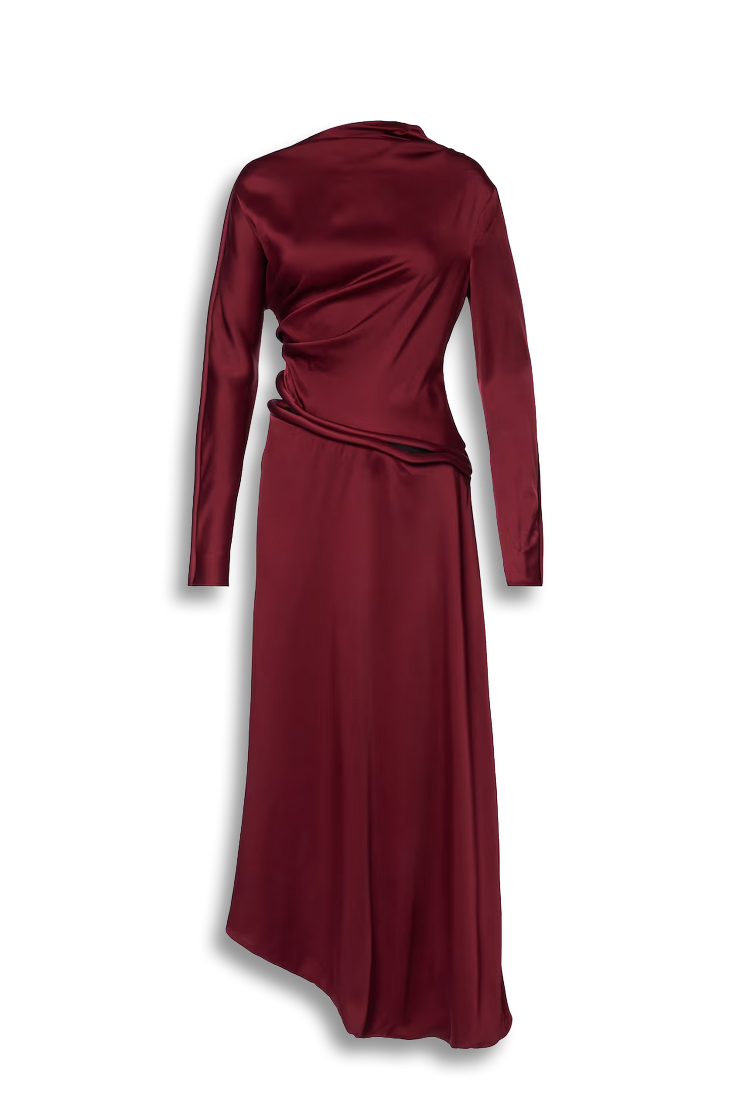 Cutout Draped Crêpe Satin Midi Dress