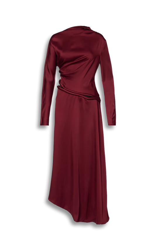 Cutout Draped Crêpe Satin Midi Dress