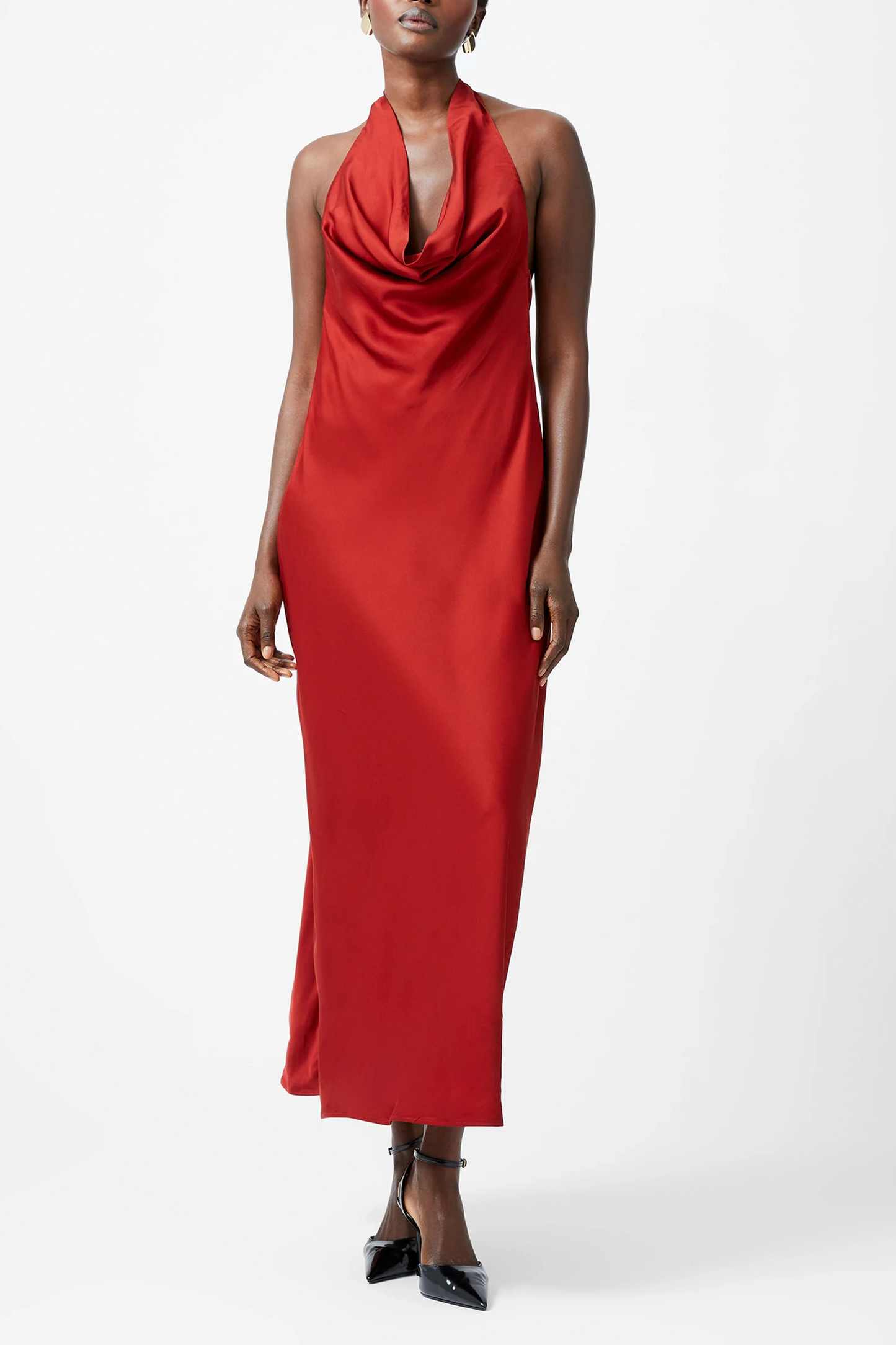 Ennis Eco Satin Halterneck Midi Dress