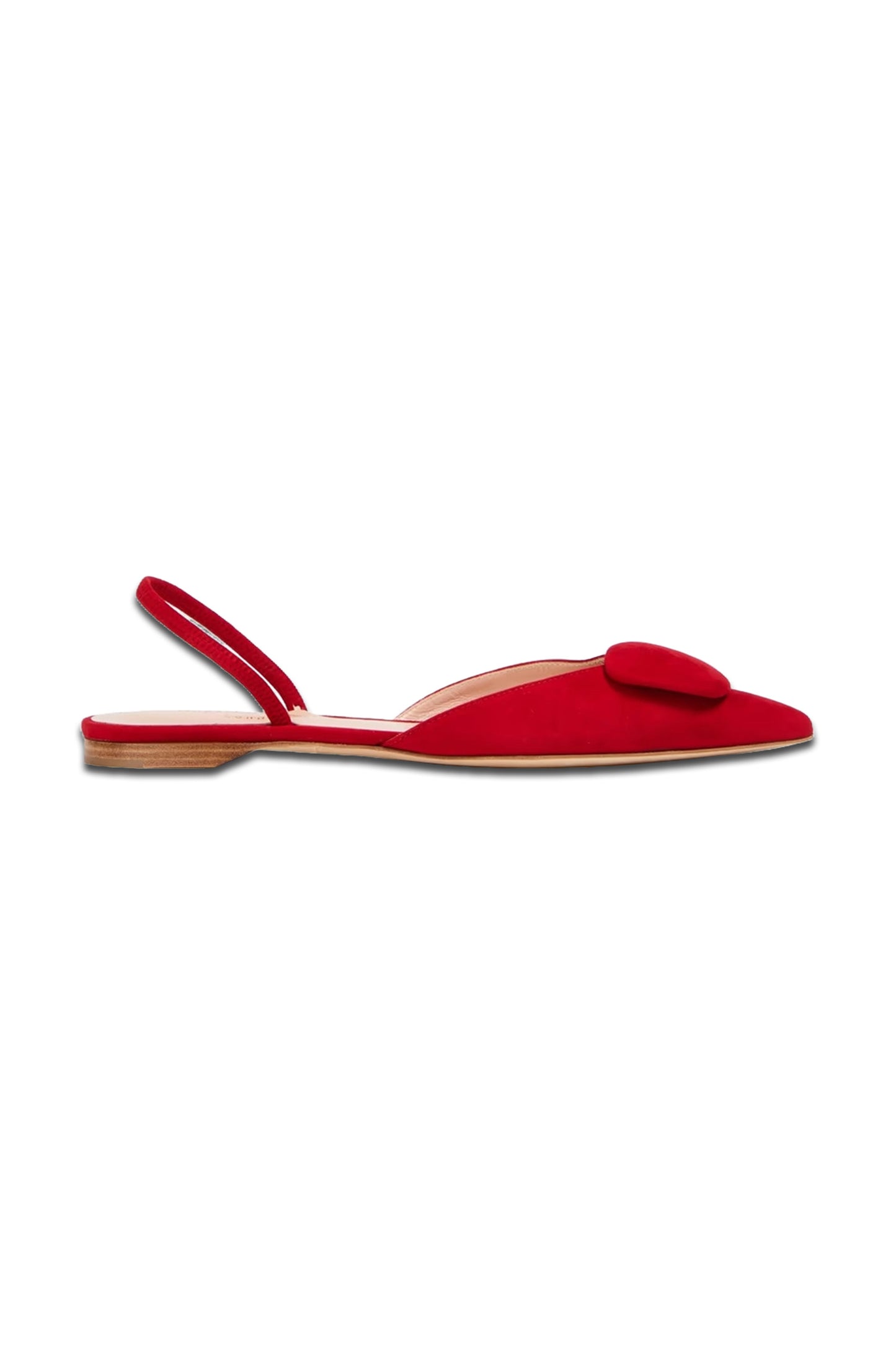 Sabine embellished red suede slingback point toe flats