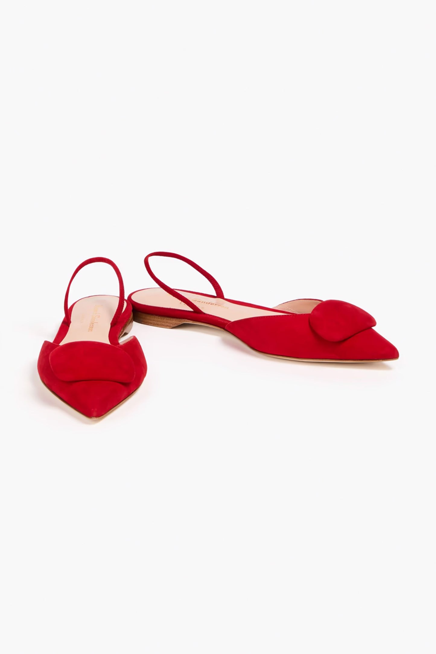 Sabine embellished red suede slingback point toe flats