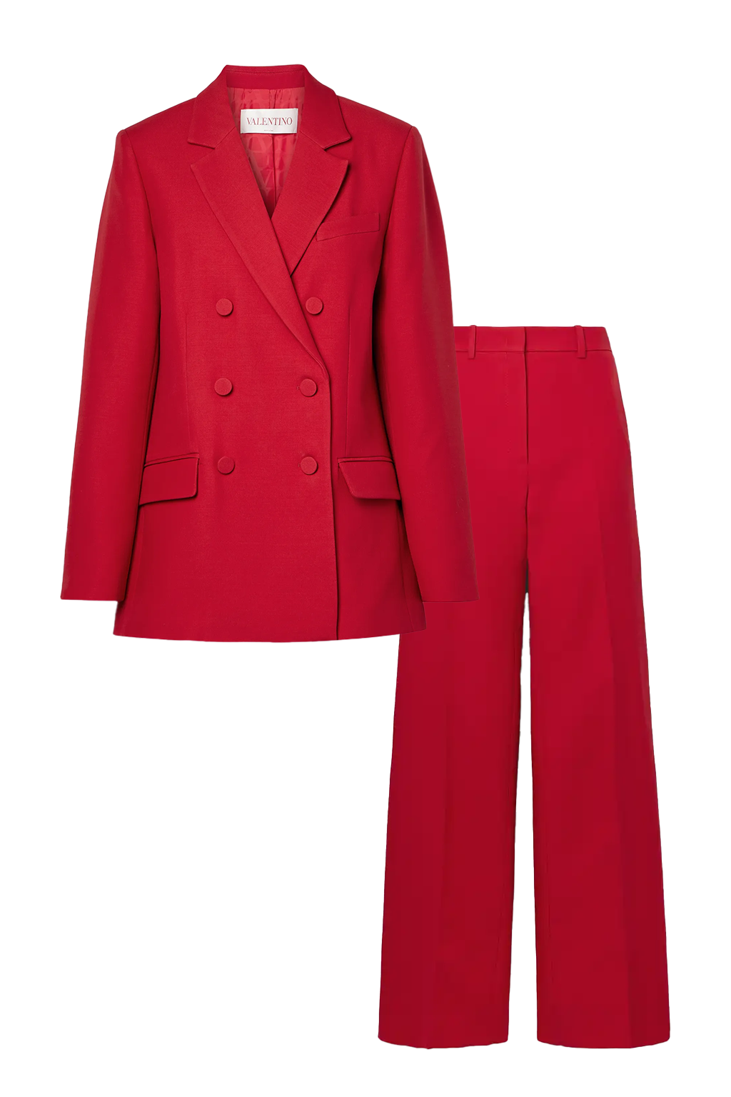 Double-breasted wool and silk-blend crepe blazer & straight-leg pants