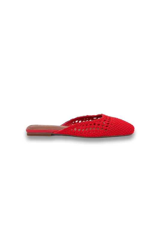 Woven Slip-on Mules in Red