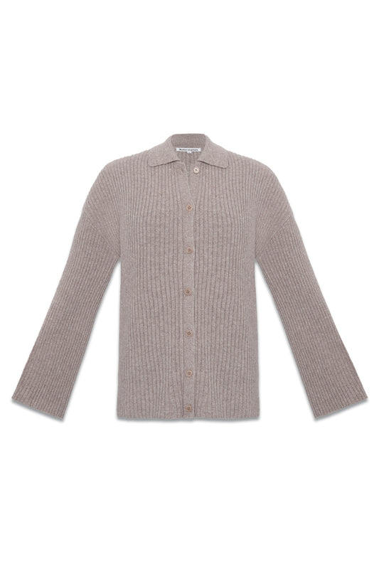 Fantino Oatmeal Cashmere Collared Cardigan