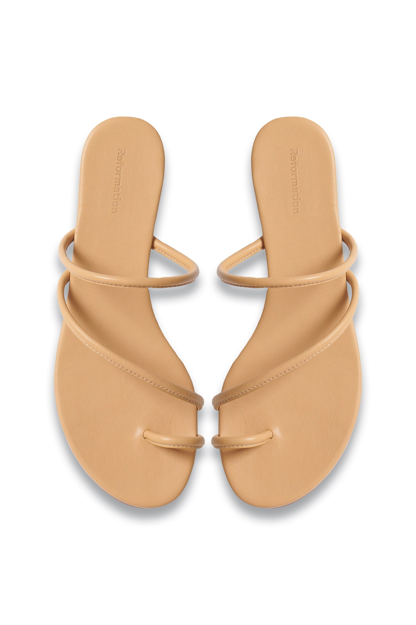 Ludo Toe Ring Strappy Flat Sandal Buff