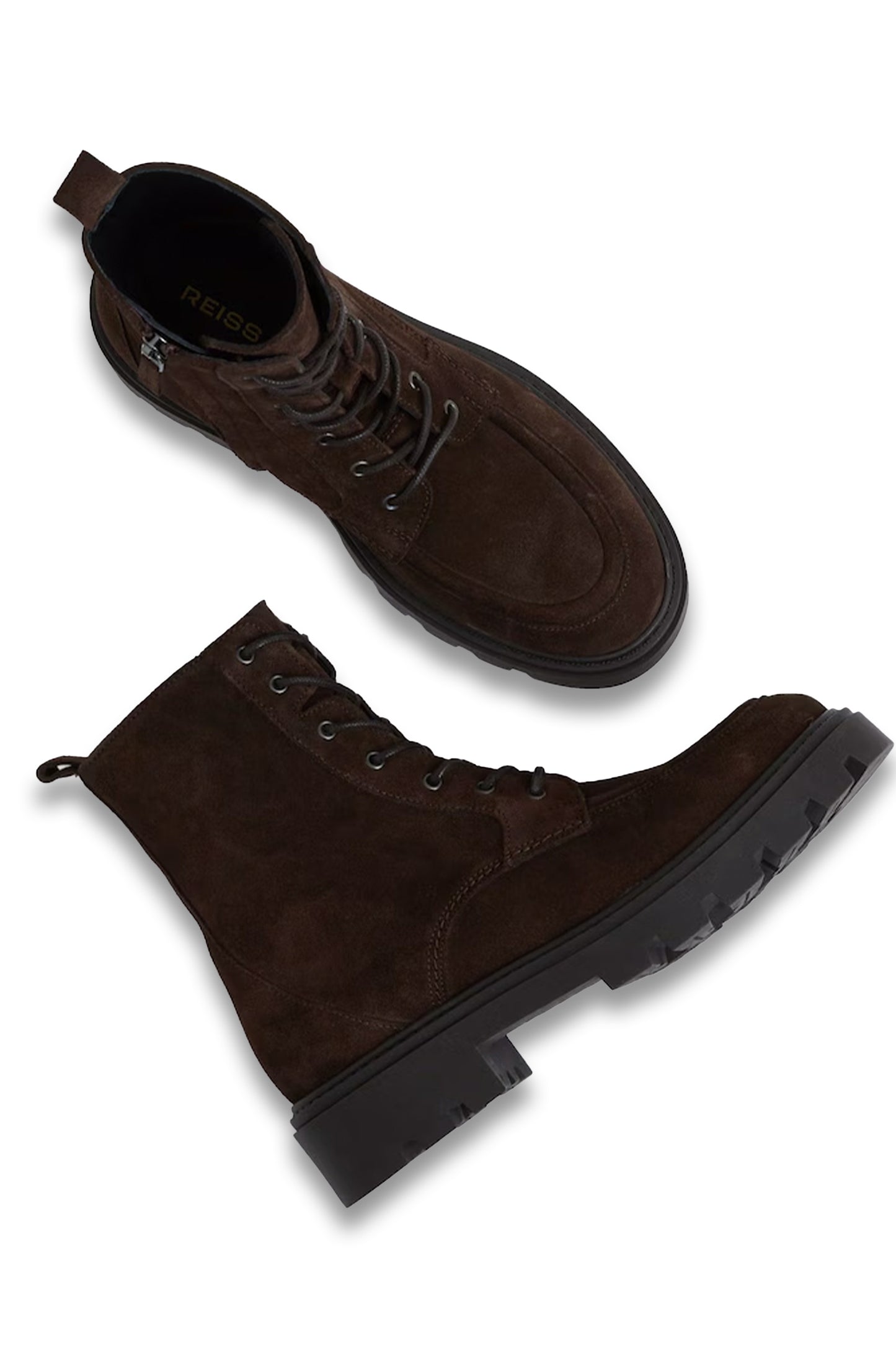 Leather Lace-Up Boots in Chocolate