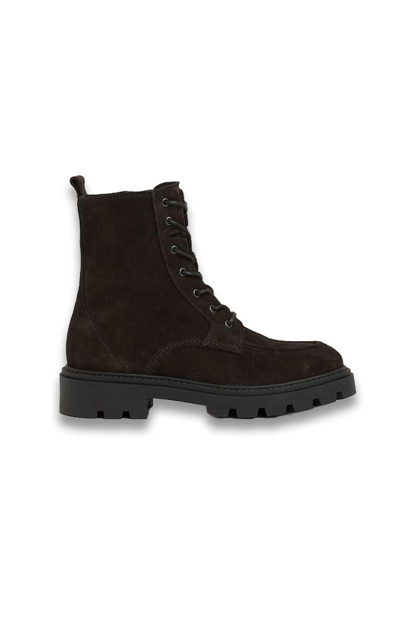 Leather Lace-Up Boots in Chocolate