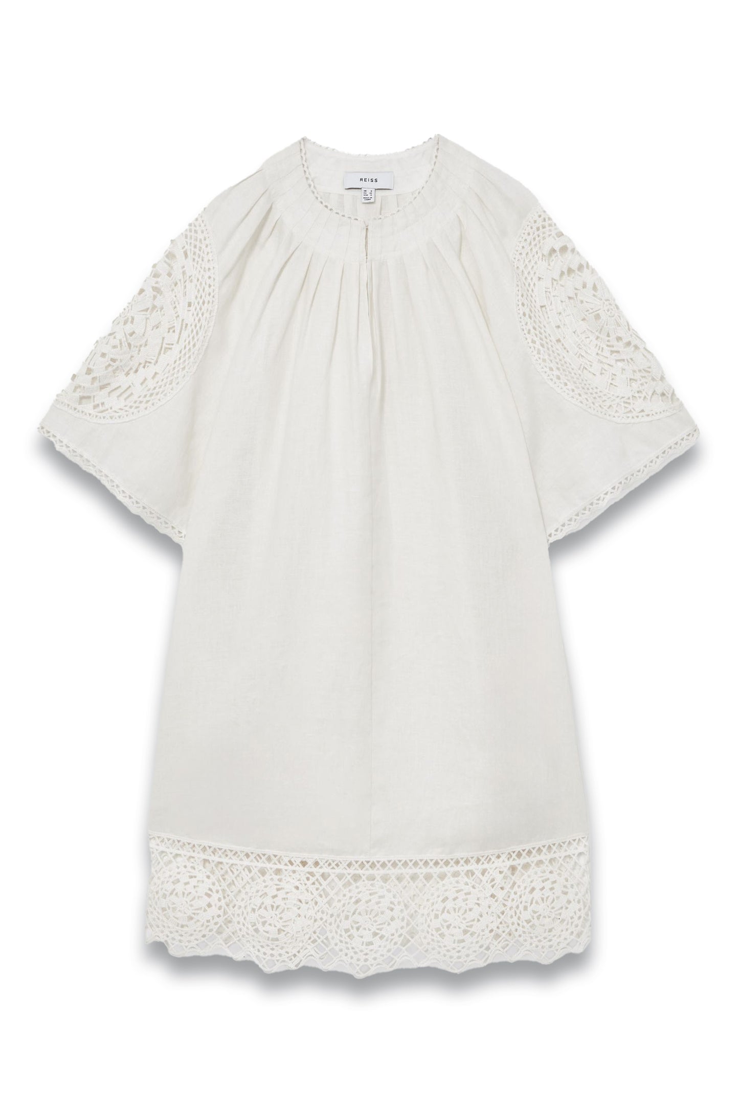 Carina Linen Embroidered Shift Dress In Ivory