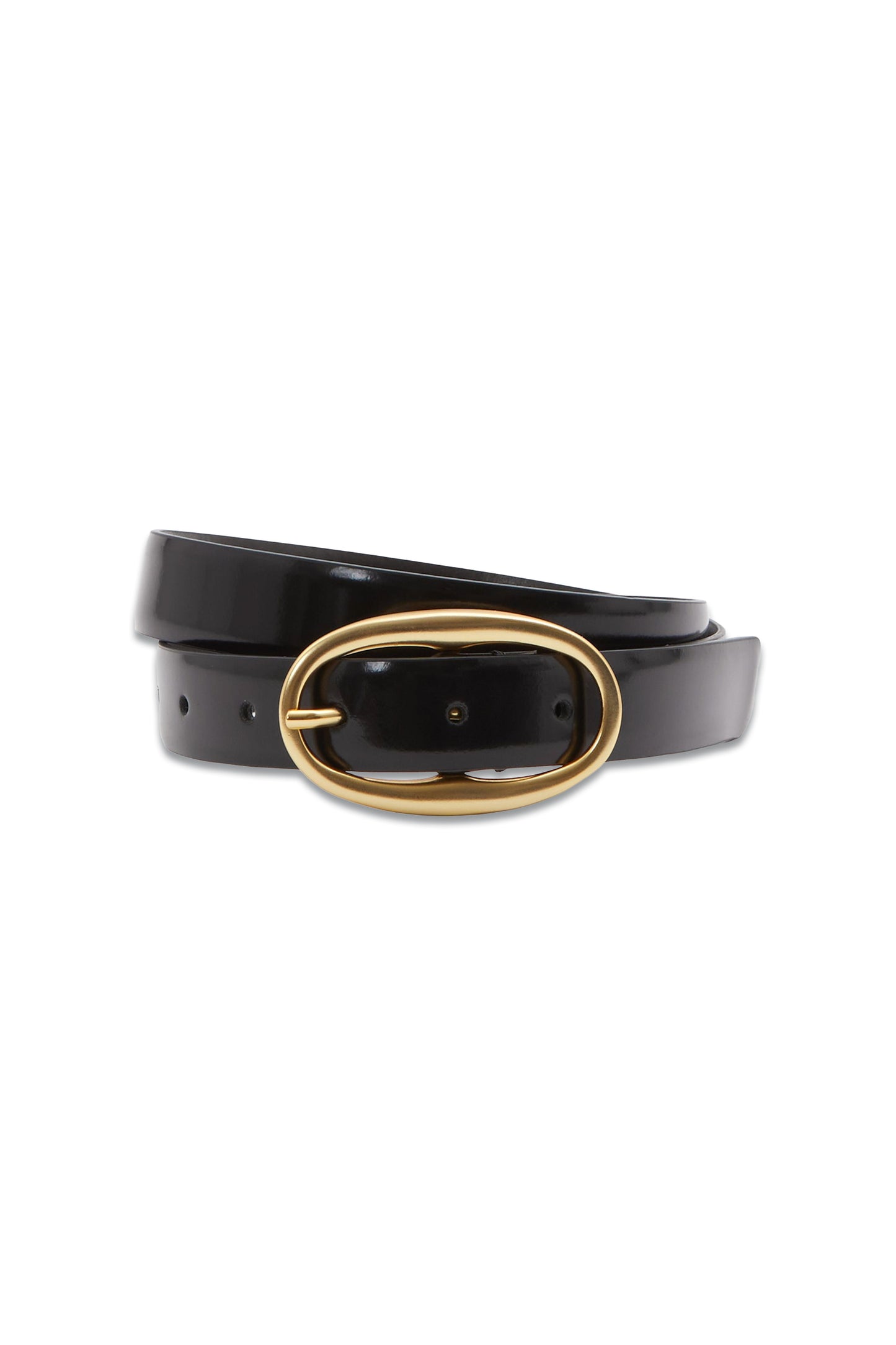 Drew Patent Leather Oval Buckle Belt Black