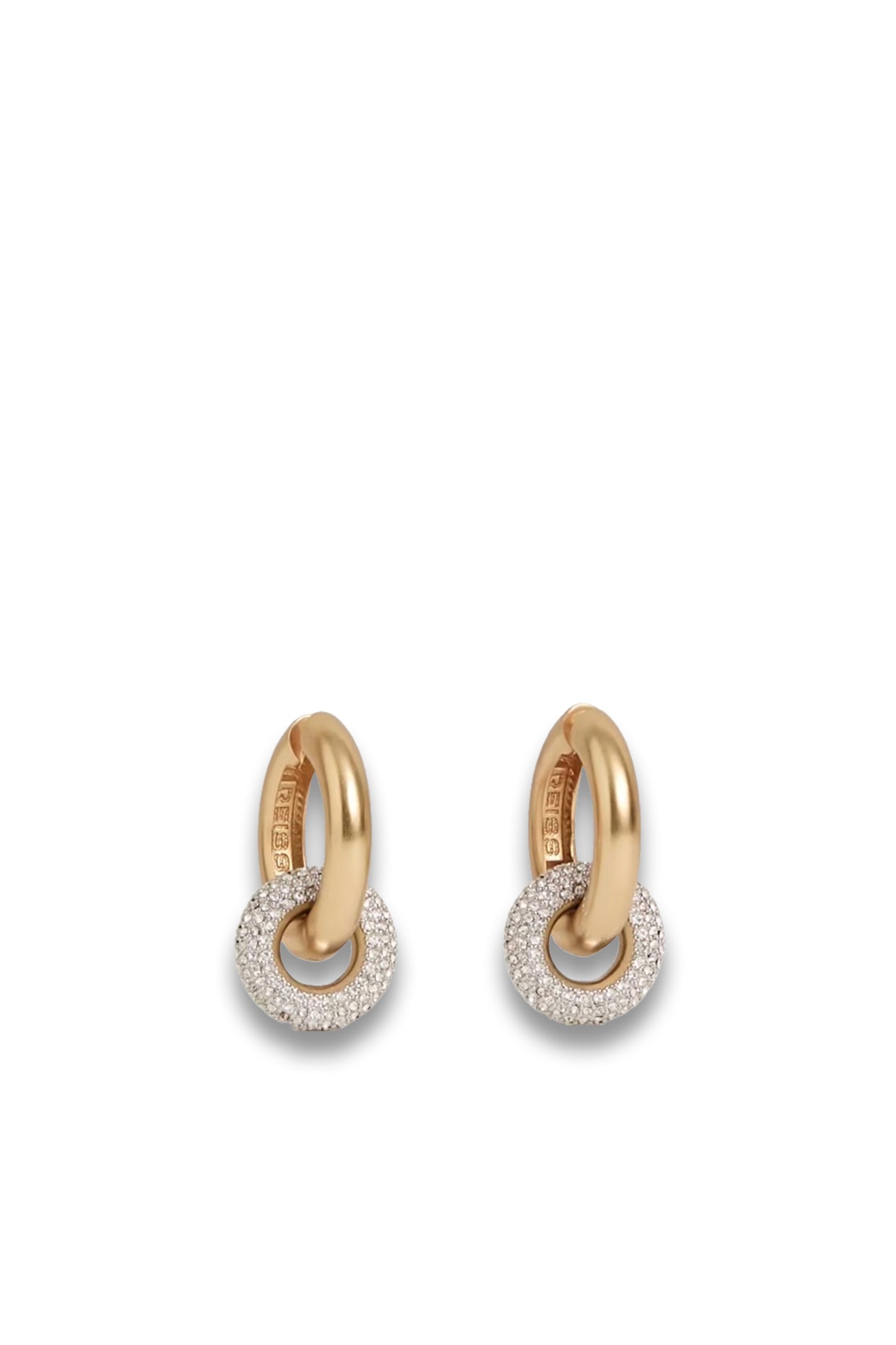Amber Pavé Link Hoop Earrings in Gold Tone