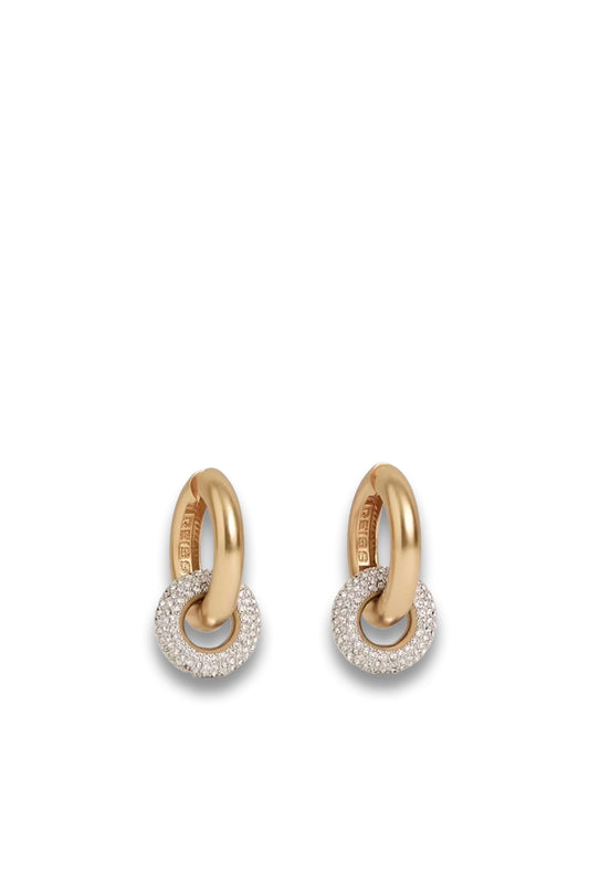 Amber Pavé Link Hoop Earrings in Gold Tone