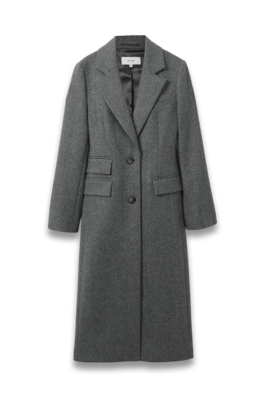 Amalia Wool-Blend Longline Coat in Grey