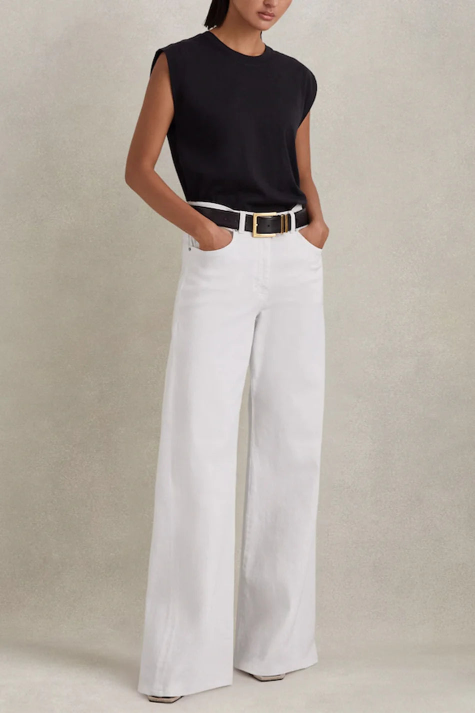 Maize Flared Side Seam Jeans in White