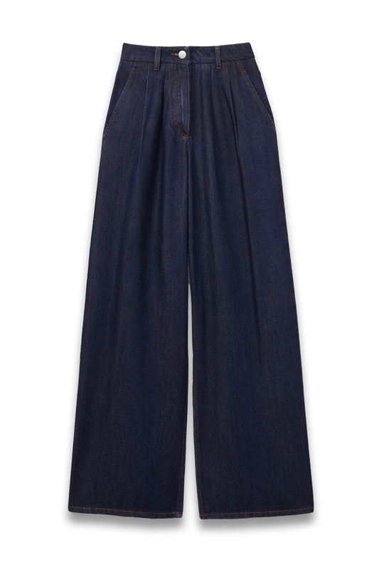 Raymond Double Pleat Wide Leg Jeans in Indigo
