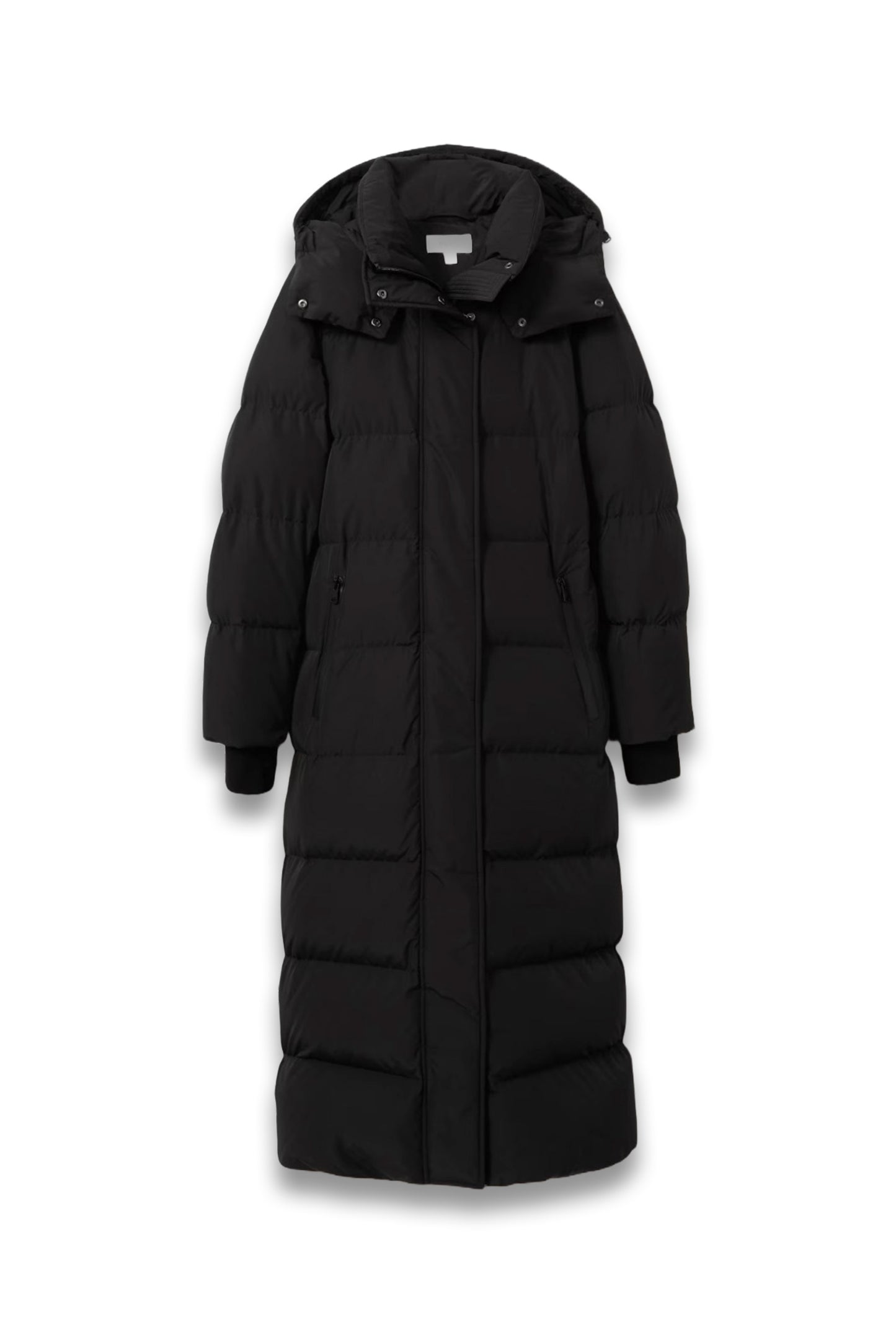 Dalby Longline Hooded Puffer Coat in Black