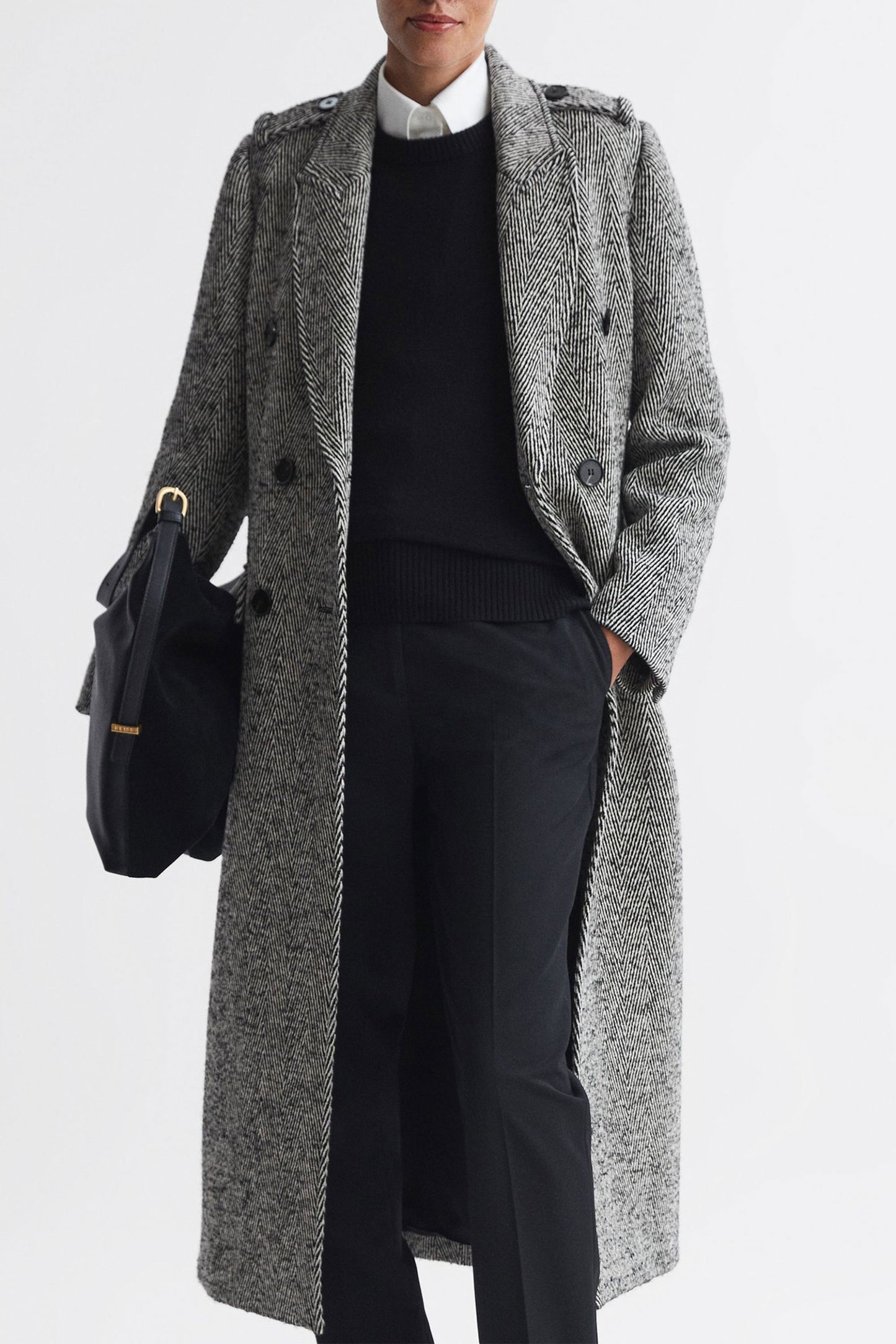 Jesse Wool Blend Herringbone Coat