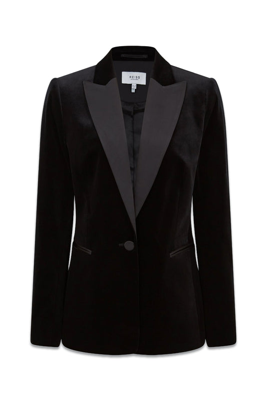 Opal Fitted Velvet Single Breasted Suit Blazer