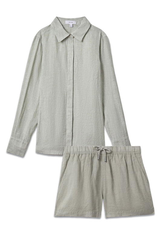 Linen Button Through Shirt and Shorts Set