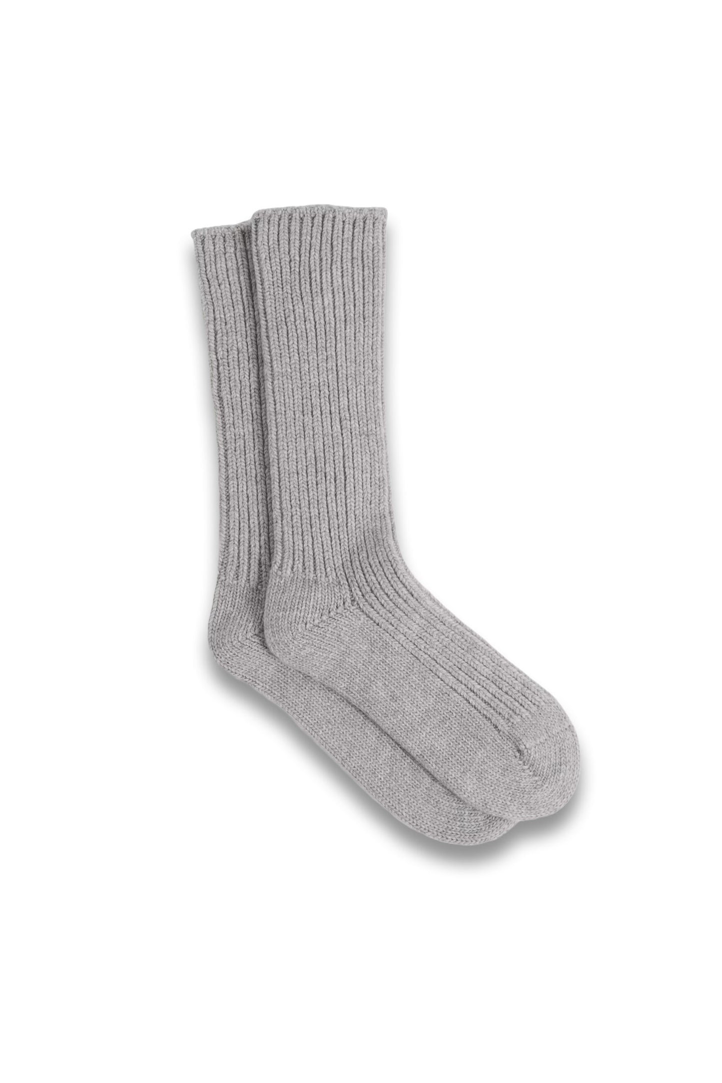 Carmen Rib-Knit Socks With Cashmere in Grey