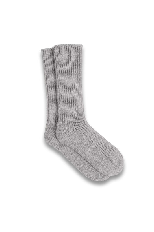 Carmen Rib-Knit Socks With Cashmere in Grey