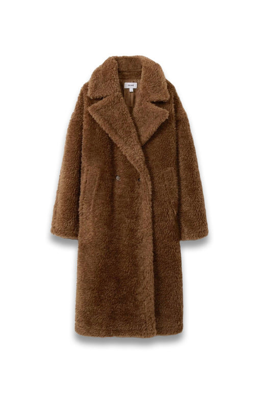 Teddy Coat with Wool in Brown