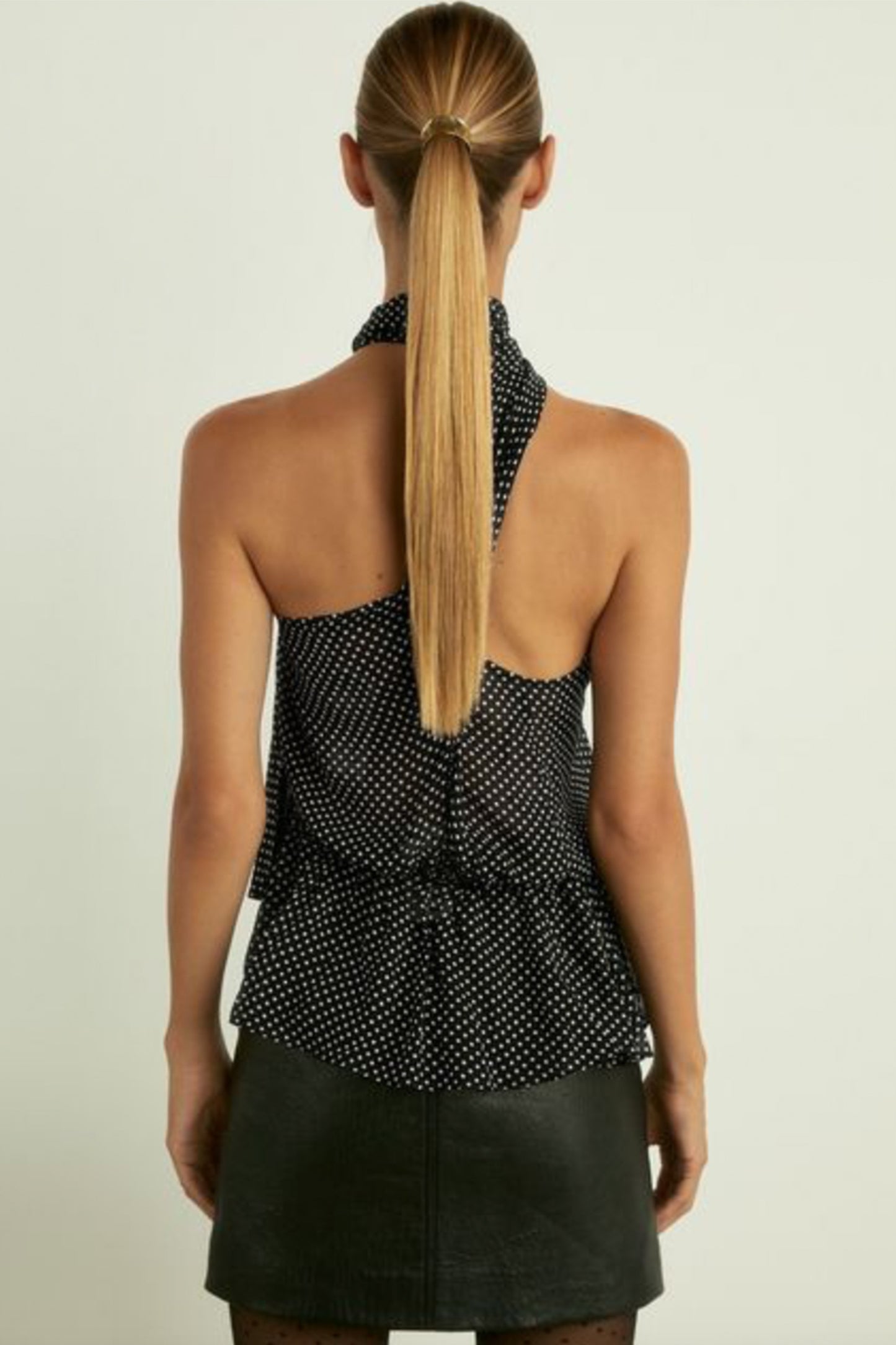 Tina One-Shoulder Polka-Dot Georgette Top