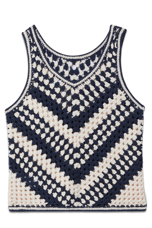 Sabrina Crochet Crew Neck Vest