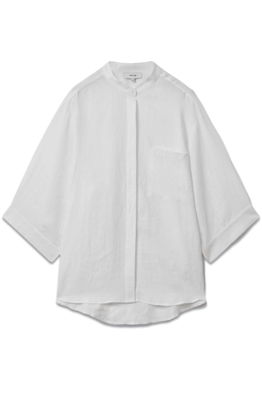 Winona Relaxed Sleeve Linen Shirt White