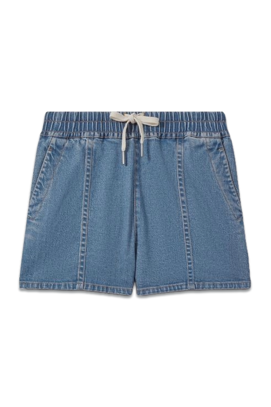Lyocell Blend Denim Drawstring Shorts