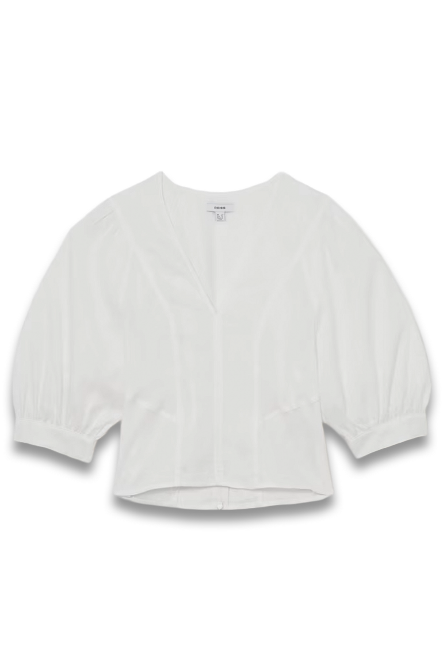 Evie Linen Balloon-Sleeve Top in Ivory