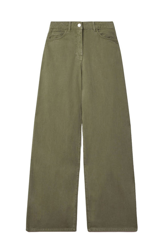 Garment Dyed Wide Leg Trousers
