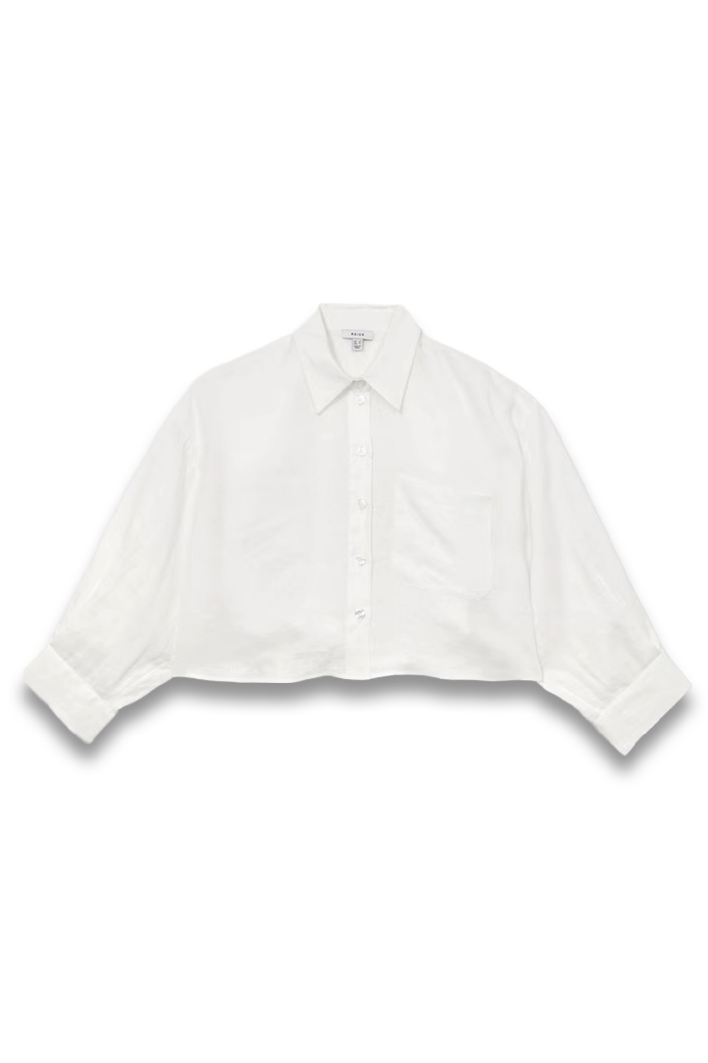Solena Linen Oversize Cropped Shirt in White